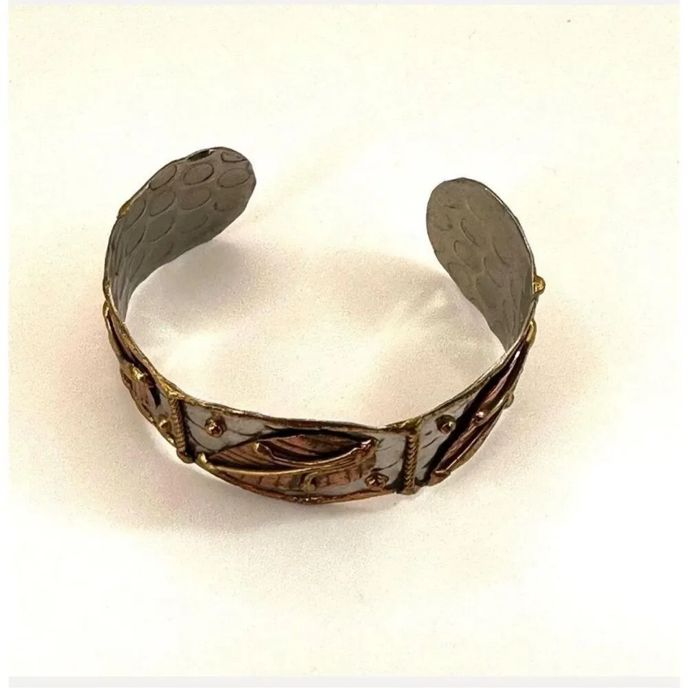 Copper and brass cuff bracelet